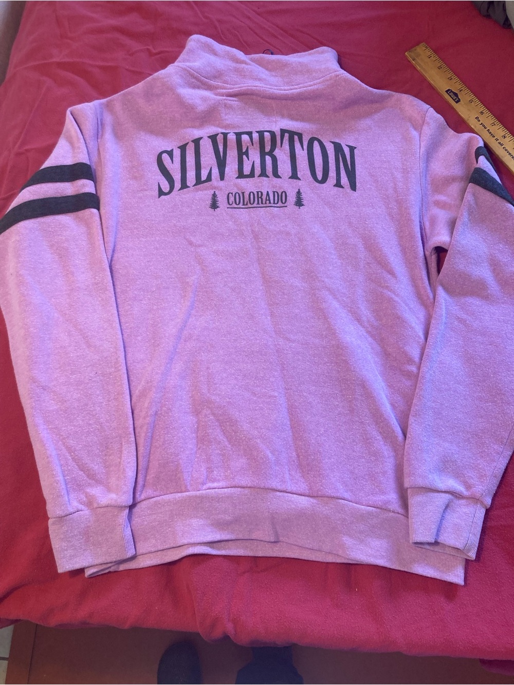 Silverton Colorado Lavender Sporty Crewneck Sweater Large Half Zip Tourist